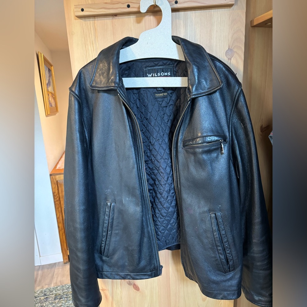 Men’s black leather jacket